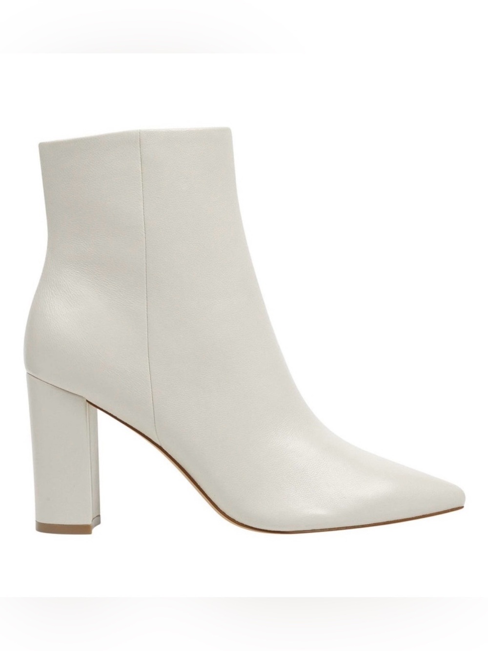 Marc Fisher White Pointed Toe Block Heel Ankle Boots